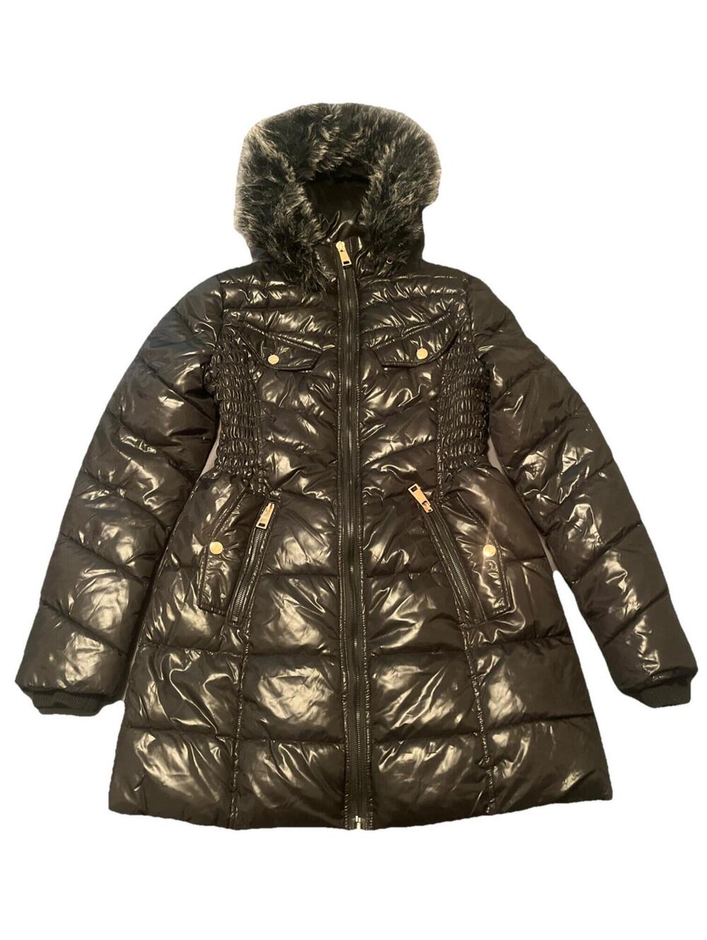 Nicole Miller Hooded Parka Jacket With Faux Fur Trimmed Hood Size Large - Clean!